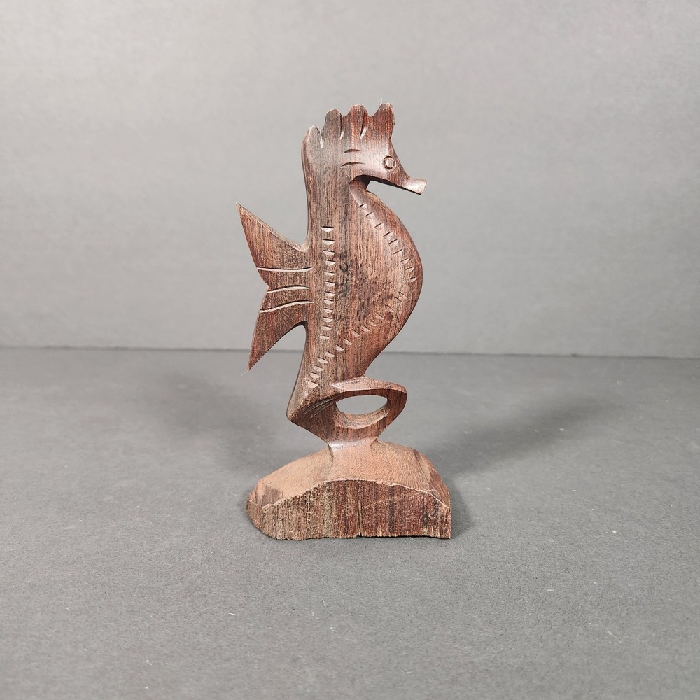 UNBRANDED Hand Carved Ironwood‎ Seahorse Figurine Brown Tropical Beach Decor